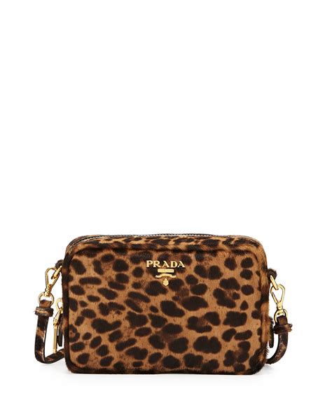 leopard-print calf hair mini crossbody bag by prada